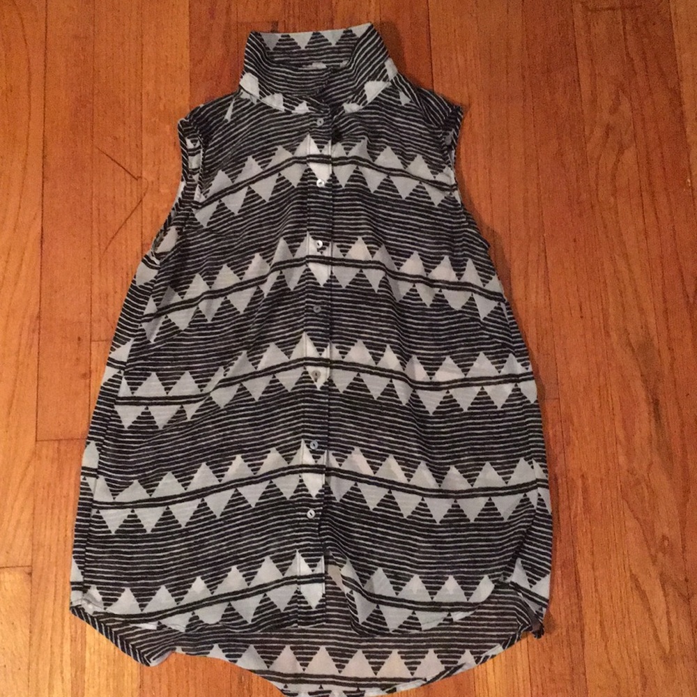 H&M Sheer Aztec Print Button Down